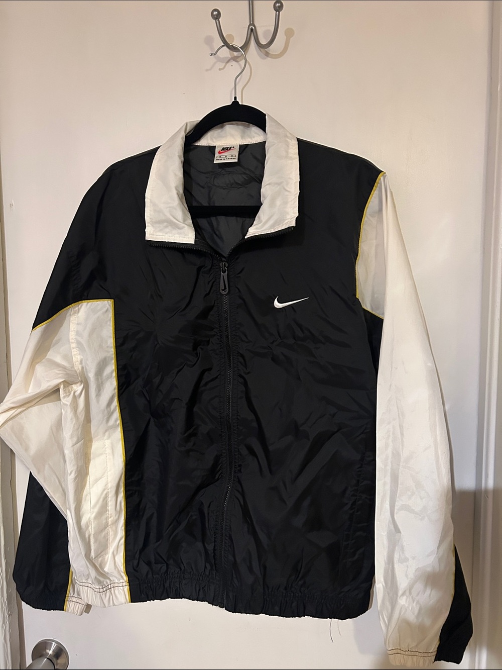 Nike Black, White and Yellow Trim Windbreaker Jacket